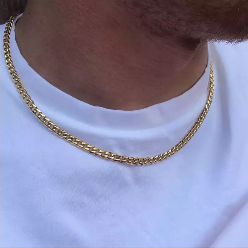 New 5mm Cuban chain gold silver necklace men’s - Picture 2 of 3